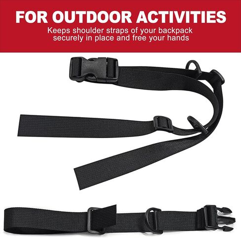 Adjustable Universal Backpack Chest Sternum Strap, Quick Release Buckle with D-Rings, Shoulder Clip Harness Extender for Hiking Camping Rucking Travel in Kuwait