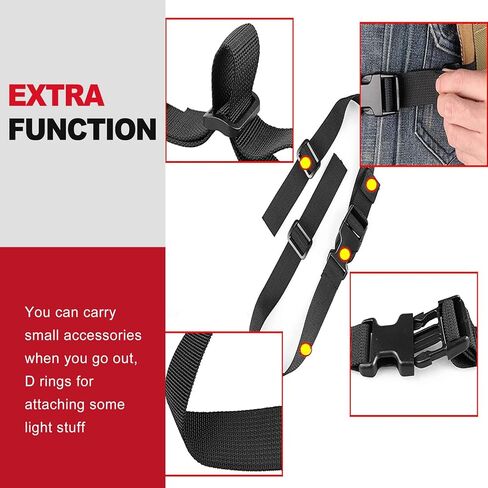 Adjustable Universal Backpack Chest Sternum Strap, Quick Release Buckle with D-Rings, Shoulder Clip Harness Extender for Hiking Camping Rucking Travel in Kuwait