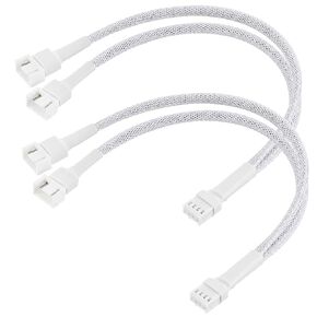 2 Pack 1 to 2 Ways 4-Pin PWM Fan Extension Splitter Cable 11 Inches PC Fan Splitter 4P Male to Female Connector for PC Chassis Channel Fans Motherboard Computer Case (White) in Kuwait