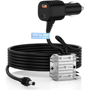 Starlink Mini 105W Car Charger, 12V/24V to 30V DC-DC Step-Up Booster, Stable Regulated 30V Output with Real-Time Voltmeter, Waterproof Power Cable for Starlink Mini Satellite System in Kuwait