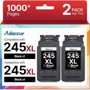 245XL Ink Cartridge High Capacity for Canon 245XL Black Ink, 245 XL Black Ink Cartridge Compatible with Canon Pixma TS202/MG2522/MX490/MX492/TR4520/MG2525/TS3322/TS3320/TS302/MG2520/TR4527 (2 Pack) in Saudi Arabia