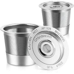 CASABREWS CASKF02 Reusable K Cup Filters, 2 Pack Stainless Steel Refillable Coffee Pods for Keurig 1.0 Brewers, Universal Fit, Eco-Friendly & BPA-Free in Kuwait