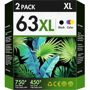 63XL Ink Cartridge Combo Pack Replacement for HP Ink 63 Black and Color in Kuwait