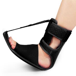 KTSAY Upgrade Plantar Fasciitis Night Splint & Relief Brace with Adjustable Straps - Support for Achilles Tendonitis, Heel Spur Pain, Day & Night Use (1, Black) in Kuwait
