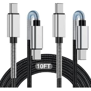Long USB C to Type C Charger Cable 10ft, 60W USB C to C Fast Charging Cord for Apple iPhone 17 Pro Max/17 Air/16 Pro Max/16 Pro/15 Plus/15 Pro/MacBook 2022/2021/2020/2019,iPad Pro/Mini/Samsung Galaxy in Kuwait