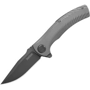 Kershaw Seguin Pocketknife; SpeedSafe Assisted Open, 3.1 Inch Stainless Steel PVD Coated Blade; Bead-Blasted Stainless Steel Handle, EDC, Deep-Carry Pocketclip, Frame Lock, (3490),Black in Kuwait