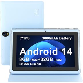 7 Inch Android 14 Tablet with Waterproof Case(Blue) in Kuwait