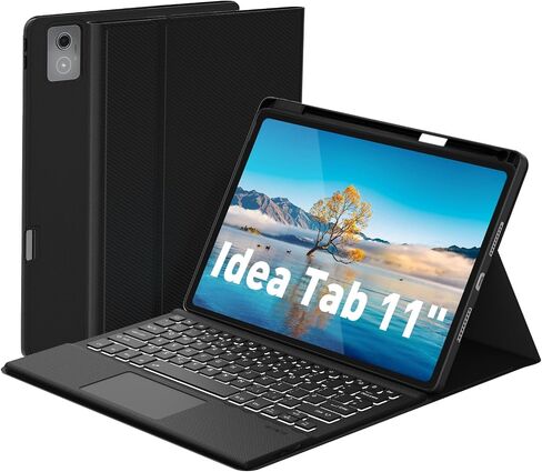 Keyboard Case Touch for Lenovo Idea Tab 11" 2025, Bluetooth Keyboard with Trackpad & Twill Cover Case & Adjustable Kickstand & Lighting Keys for Lenovo Idea Tab 11 inch in Kuwait