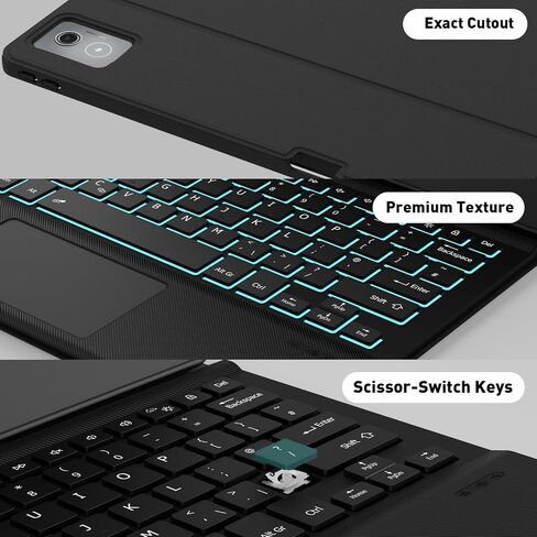 Keyboard Case Touch for Lenovo Idea Tab 11" 2025, Bluetooth Keyboard with Trackpad & Twill Cover Case & Adjustable Kickstand & Lighting Keys for Lenovo Idea Tab 11 inch in Kuwait