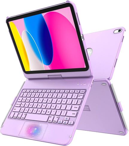 GGH Keyboard Case for iPad A16 11th/10th Gen 11/10.9 Inch, 360° Rotate in Kuwait