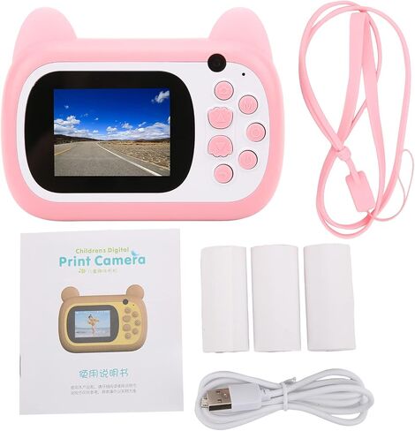 Mini Cute Digital Camera, 2.4 Inch 24MP Dual Cameras Toys 1080P Children Toy Camera with 9 Kinds of Stickers, for Girls Boys Gifts in Kuwait