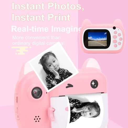 Mini Cute Digital Camera, 2.4 Inch 24MP Dual Cameras Toys 1080P Children Toy Camera with 9 Kinds of Stickers, for Girls Boys Gifts in Kuwait