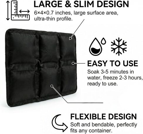 WORLD-BIO Ice Packs for Lunch Box – 4PCS Reusable Gel Ice Packs, Slim Cold Packs for Bento Box & Cooler, Long Lasting Cold Packs for Food (Soak & Freeze, 6"x4"x0.7") in Kuwait