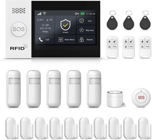 PGST Wireless Home Alarm System,Smart Home Security Systems with 4G SMS/Tuya App Instant Alerts,Motion Detector,Door Alarm Sensors,Compatible with Alexa and Google Home,No Monthly Fee in Kuwait