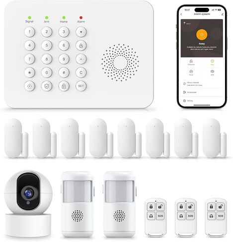 Wireless Home Security Systems,22Piece WiFi+4G App with 2K HD Camera Home Alarm System,120dB Real-Time Alert & Auto Alarm Dial,No Monthly Fees,Compatible with Alexa,for Apartment in Kuwait