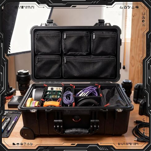 Thinkday Mesh Lid Organizer Include 5 Nylon Removable Pockets 1 Hook and Loop Strap and 6 Screws Fits Camera Case, Diving Dry Boxes, Hard Cases & Toolboxes in Kuwait