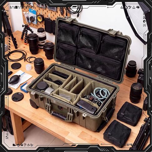 Thinkday Mesh Lid Organizer Include 5 Nylon Removable Pockets 1 Hook and Loop Strap and 6 Screws Fits Camera Case, Diving Dry Boxes, Hard Cases & Toolboxes in Kuwait