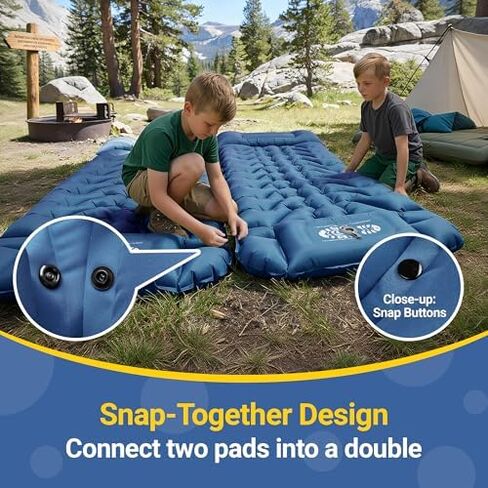 Two Single Camping Sleeping Pad Bundle, 4in Thick Compact Inflatable Camping Air Mattress with Built-in Pillow and Foot Pump for Backpacking Hiking Tent Road Trip Car Camp Travel Gear in Kuwait