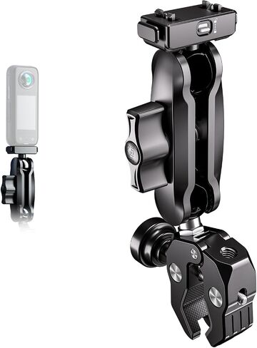 Heavy Duty Motorcycle Bike Handlebar Camera Mount System for Insta360 X5/X4 Air/Ace Series, Magnetic Base with Anti-Drop Lock, Anti-Theft Super Clamp, Shock Absorption, 12-45mm Bar Fit in Kuwait