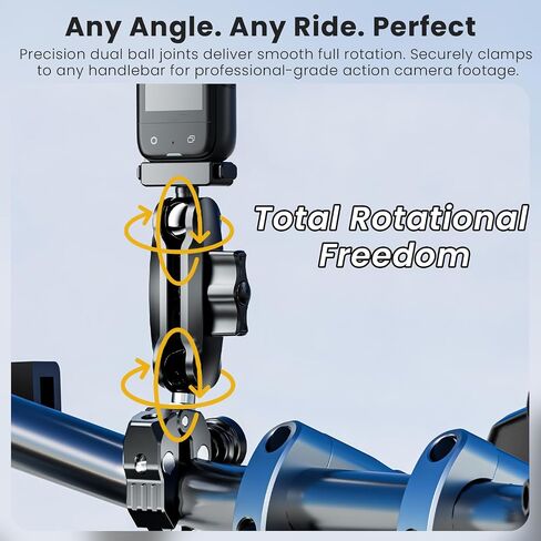Heavy Duty Motorcycle Bike Handlebar Camera Mount System for Insta360 X5/X4 Air/Ace Series, Magnetic Base with Anti-Drop Lock, Anti-Theft Super Clamp, Shock Absorption, 12-45mm Bar Fit in Kuwait