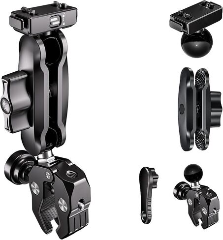 Heavy Duty Motorcycle Bike Handlebar Camera Mount System for Insta360 X5/X4 Air/Ace Series, Magnetic Base with Anti-Drop Lock, Anti-Theft Super Clamp, Shock Absorption, 12-45mm Bar Fit in Kuwait