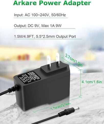 9V DC Power Supply AC Adapter 1A 0.5A with 8 Tips(Center Positive) in Kuwait