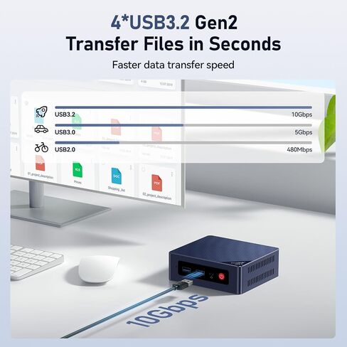 Beelink EQ Mini PC,Mini S12 N95 Intel Alder Lake-N95 (up to 3.4GHz),16GB DDR4 500GB M.2 SSD Mini Desktop Computer, Support 4K@60Hz Dual HDMI Display, 1000M LAN/USB3.2/Low-Power Home/Office Micro PC in Kuwait