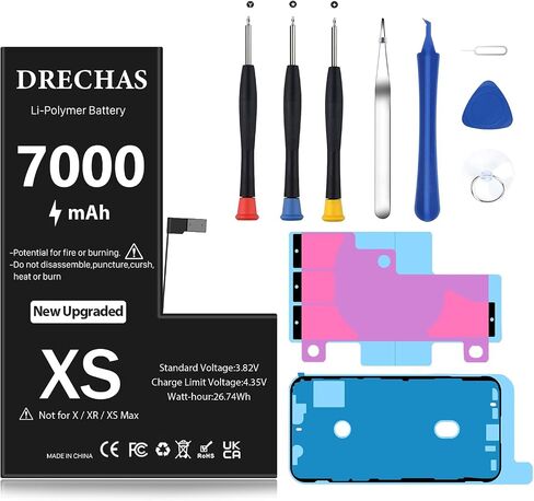 [7000mAh]Battery for iPhone XS, 2026 New Upgraded High Capacity 0 Cycle Li-Polymer Replacement Battery for iPhone XS Models A1920, A2097, A2098, A2100 with Complete Professional Repair Tool Kit in Kuwait