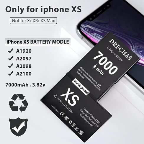 [7000mAh]Battery for iPhone XS, 2026 New Upgraded High Capacity 0 Cycle Li-Polymer Replacement Battery for iPhone XS Models A1920, A2097, A2098, A2100 with Complete Professional Repair Tool Kit in Kuwait