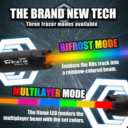 ACETECH Airsoft Pistol/Riffle RGB Tracer Unit with Bluetooth APP Control Bifrost BT 14mm CCW Negative Thread with M14- to M11+ Adaptor Glow in the Dark Green/Red BB LED RGB Lighting Effect in Kuwait