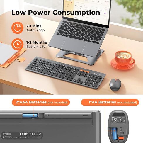 MEETION Slim Bluetooth Keyboard and Mouse Combo, Wireless Multi-Device in Kuwait