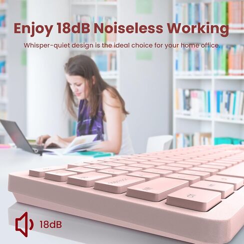 Wireless Keyboard and Mouse Comb, VEILZOR 2.4G Ultra-Slim USB Keyboard Mouse Set, Water-Dropping Keycaps, 12 Shortcuts, Wireless Keyboard for PC Laptop Windows XP/7/8/10, Vista, Mac, Pink in Kuwait