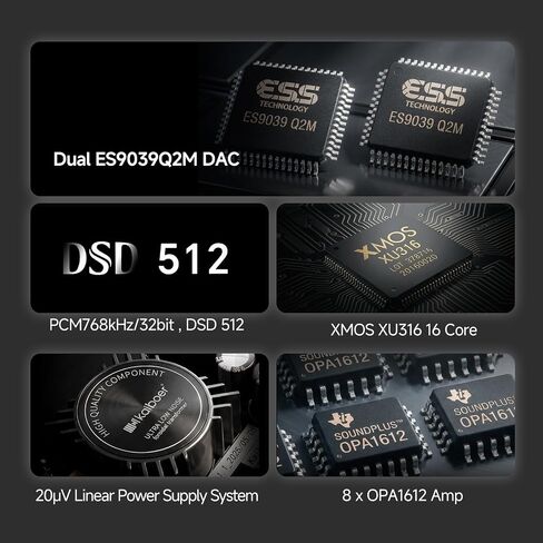DAC-K5 HiFi DAC/AMP,Desktop Headphone Amplifier,Dual ES9039Q2M DAC,768kHz/32bit,DSD512,6.35mm+4.4mm,RAC,XLR Output,Coaxial, Optical, HDMI-IIS Input,Airplay,Bluetooth 5.4,WiFI6 in Saudi Arabia