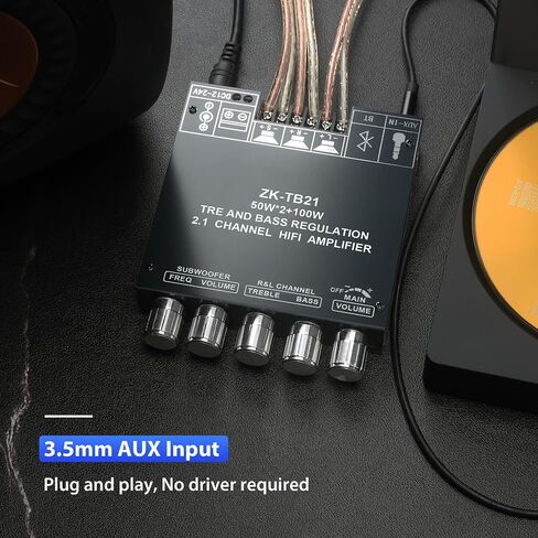 ZK-TB21 50WX2+100W Power Amplifier Board, TPA3116D2 Chip with Bluetooth and AUX Inputs, 2.1 Channel Audio Power Amplifier in Kuwait