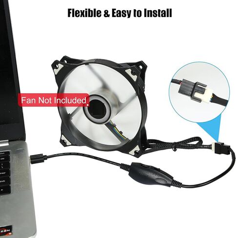 2 Pack USB 5V to 12V 4-Pin Fan Speed Adapter Controller, Max 12V 8W Output, 4 Pin Fan Splitter for PC Cooling Fans, 11.8" in Kuwait