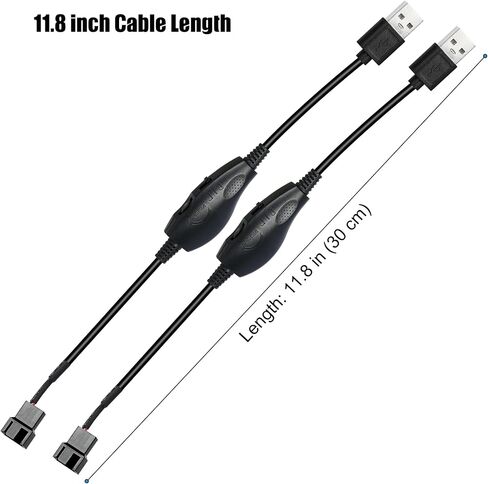 2 Pack USB 5V to 12V 4-Pin Fan Speed Adapter Controller, Max 12V 8W Output, 4 Pin Fan Splitter for PC Cooling Fans, 11.8" in Kuwait