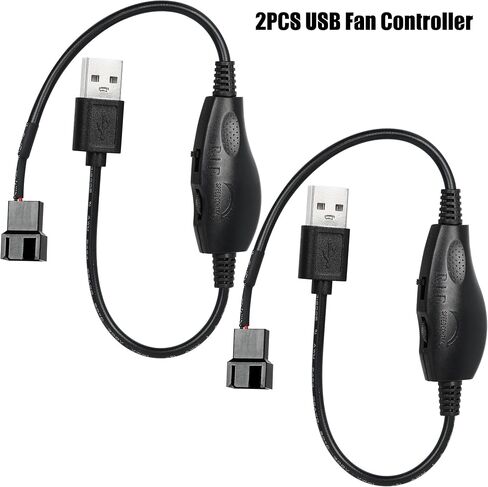 2 Pack USB 5V to 12V 4-Pin Fan Speed Adapter Controller, Max 12V 8W Output, 4 Pin Fan Splitter for PC Cooling Fans, 11.8" in Kuwait