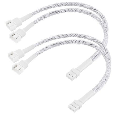 2 Pack 1 to 2 Ways 4-Pin PWM Fan Extension Splitter Cable 11 Inches PC Fan Splitter 4P Male to Female Connector for PC Chassis Channel Fans Motherboard Computer Case (White) in Kuwait
