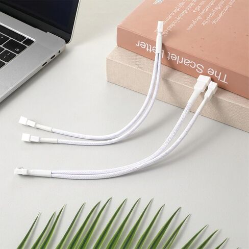 2 Pack 1 to 2 Ways 4-Pin PWM Fan Extension Splitter Cable 11 Inches PC Fan Splitter 4P Male to Female Connector for PC Chassis Channel Fans Motherboard Computer Case (White) in Kuwait