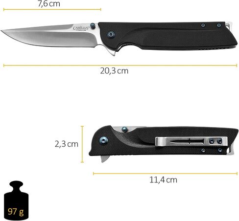 Camillus 19392 Keto Titanium Bonded 420 Stainless Steel Drop-Point Folding Knife with 3" Blade and Pocketclip, 8" Length in Kuwait
