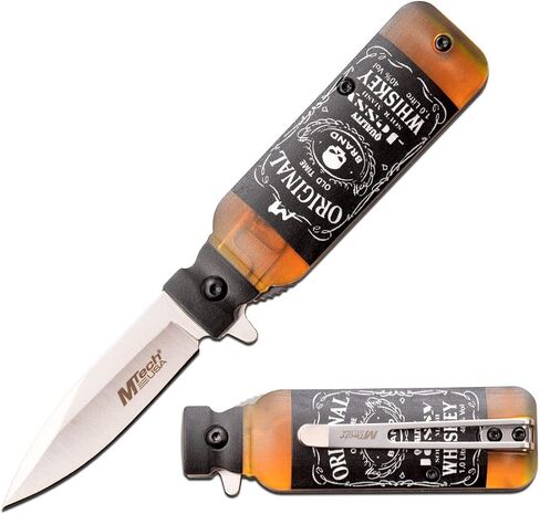 MTECH USA – Folding Knife, Stands Upright, Bottle Knife, ABS Handle Shaped Like A Bottle, Pocket Clip (Bourbon) in Saudi Arabia