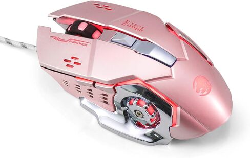 Guiheng Wired Gaming Mouse, Optical USB Mice for Laptop/Desktop, 1200 to 3600 and RGB Light, Ergonomic with 6 Programmable Buttons for Computer Windows 7/8/10/XP Vista Linux Chromebook PC(Pink) in Kuwait