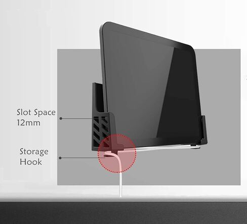 Adhesive Rack Wall Mount Universal Dock for Tablet Smartphone eReader Remote Control Holder Stick on Wall,Fits for iPad Samsung Google Surface, 3M Adhesive or Screws Installation Available,Black in Kuwait