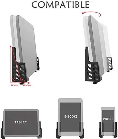 Adhesive Rack Wall Mount Universal Dock for Tablet Smartphone eReader Remote Control Holder Stick on Wall,Fits for iPad Samsung Google Surface, 3M Adhesive or Screws Installation Available,Black in Kuwait