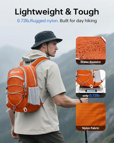 CROSS GEAR Packable Hiking Backpack, 24L Lightweight Foldable Daypack, RFID Secure Pocket, Nylon Fabric, Water Resistant Small Travel Hiking Daypack for Women Men, Orange in Saudi Arabia