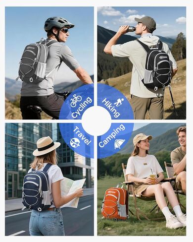 CROSS GEAR Packable Hiking Backpack, 24L Lightweight Foldable Daypack, RFID Secure Pocket, Nylon Fabric, Water Resistant Small Travel Hiking Daypack for Women Men, Orange in Saudi Arabia