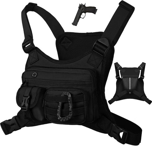 Tactical Chest Bag for Men Women, EDC Travel Chest Pack Rig, Utility Tactical Vest for Outdoor Workout Running Hiking in Kuwait