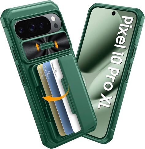for Google Pixel 10 Pro Case with Card Holder & RFID Blocking & Sliding Camera Cover & Kickstand Non-Slip Full-Body Shockproof Wallet Phone Case for Pixel 10 Pro (Black) in Saudi Arabia