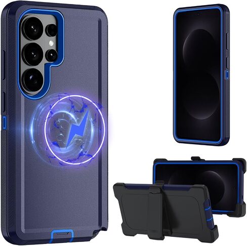for Samsung Galaxy S26 Ultra case, S26 Ultra Heavy Duty case,with A Tempered Glass Screen Protector, [Military Grade Protective ] [Shockproof] [Dropproof] [Dust-Proof] (with Belt Clip-Black) in Kuwait