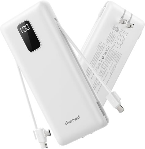charmast 10000mAh Portable Charger with Built-in Cables and AC Wall Plug in Kuwait